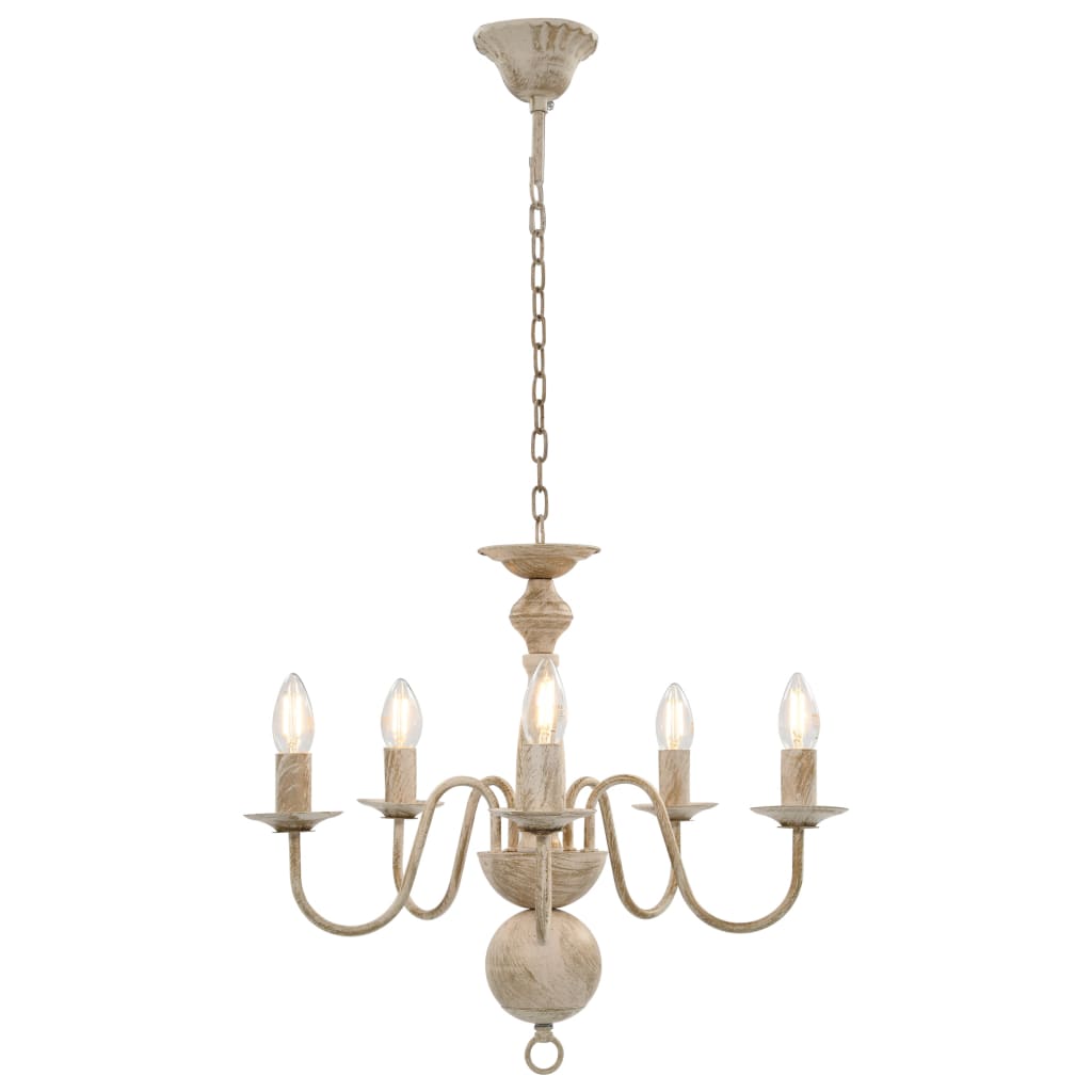 vidaXL Chandelier 5xE14 antique white