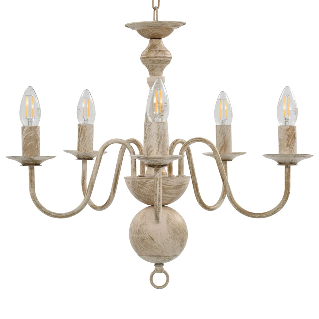 vidaXL Chandelier 5xE14 antique white