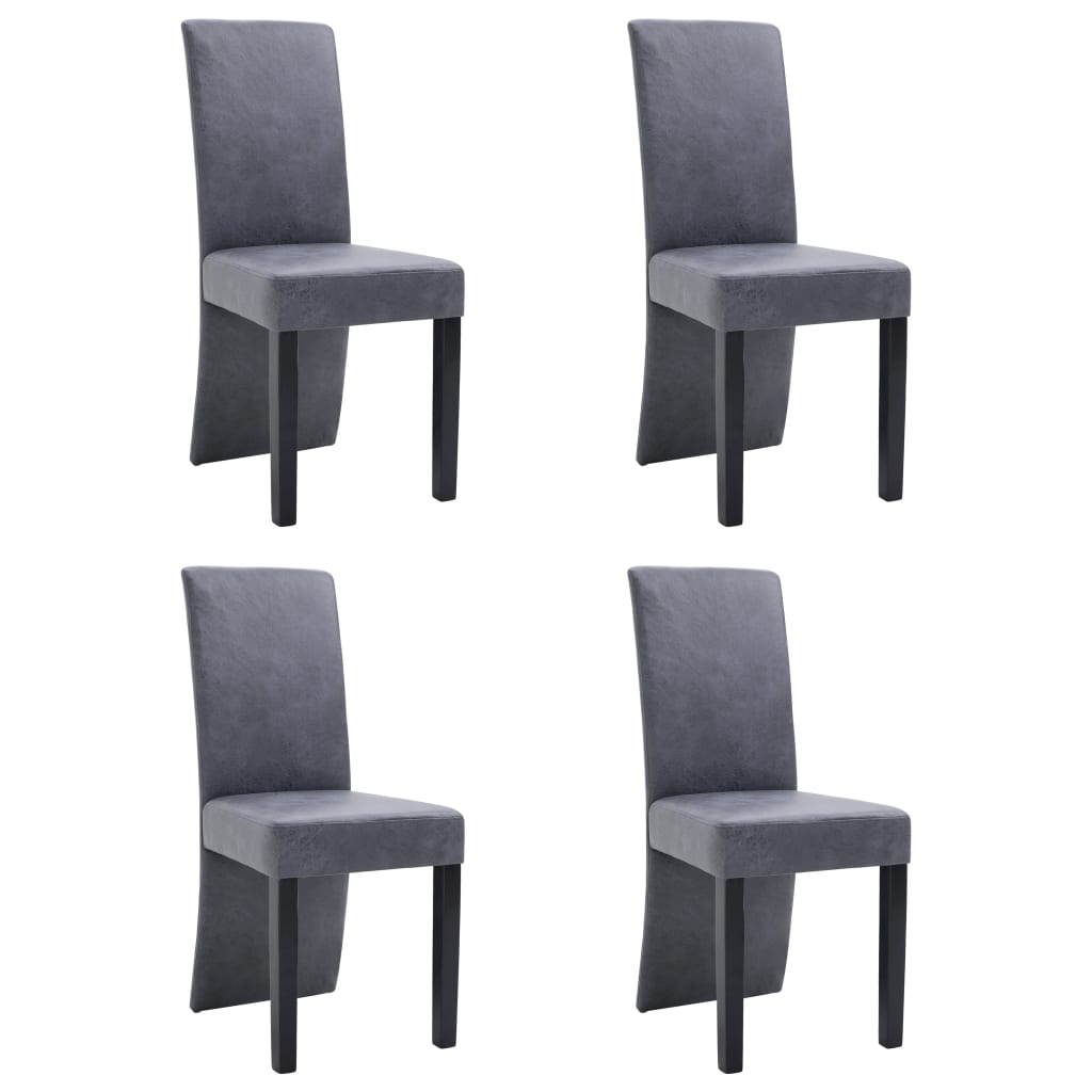 vidaXL Dining Chairs 4 pcs Faux Suede Grey