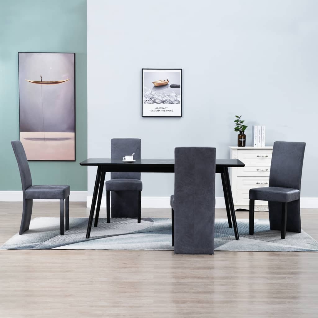 vidaXL Dining Chairs 4 pcs Faux Suede Grey