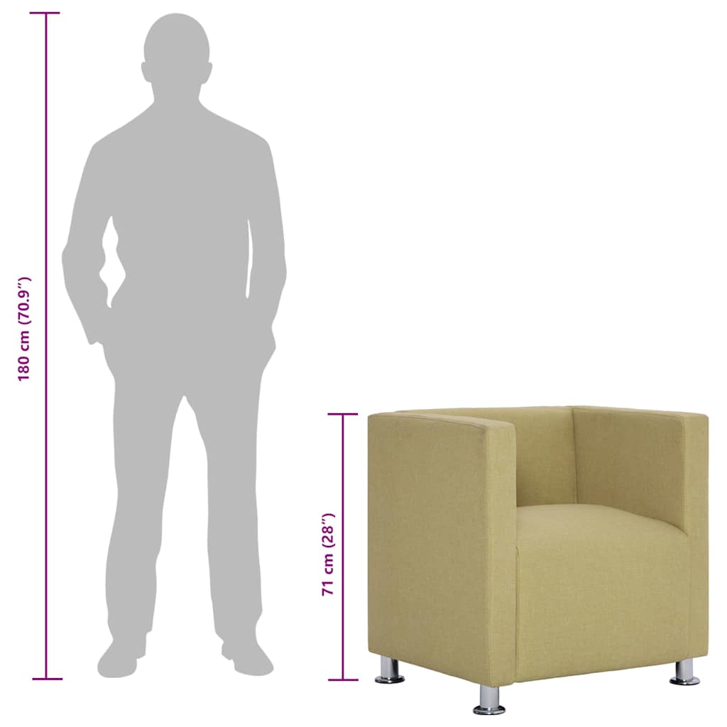 vidaXL Fauteuil kubus stof groen