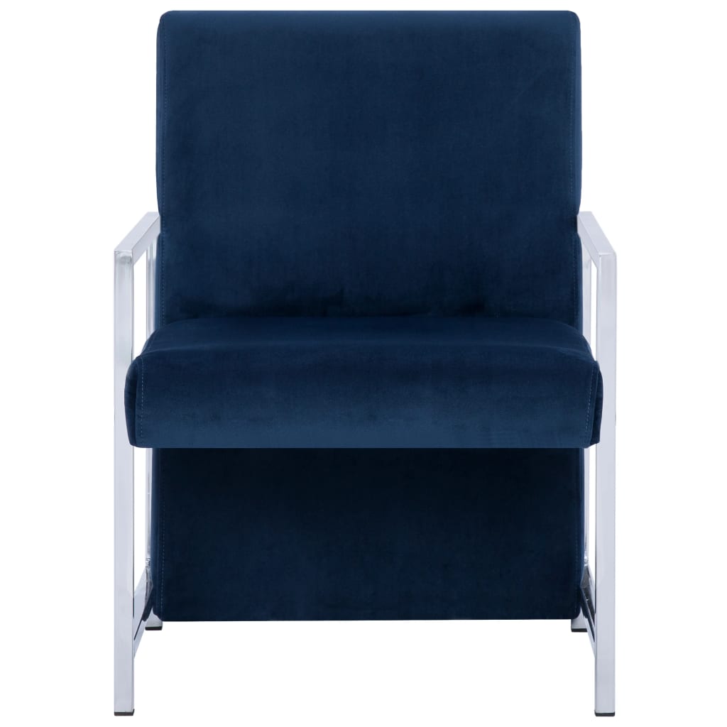 vidaXL Fauteuil met chromen poten fluweel blauw