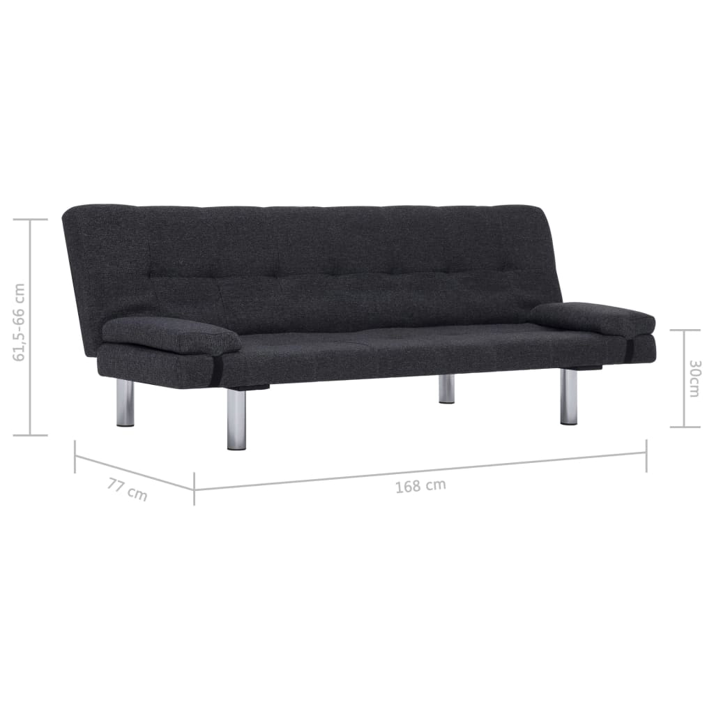vidaXL Slaapbank met twee kussens polyester donkergrijs