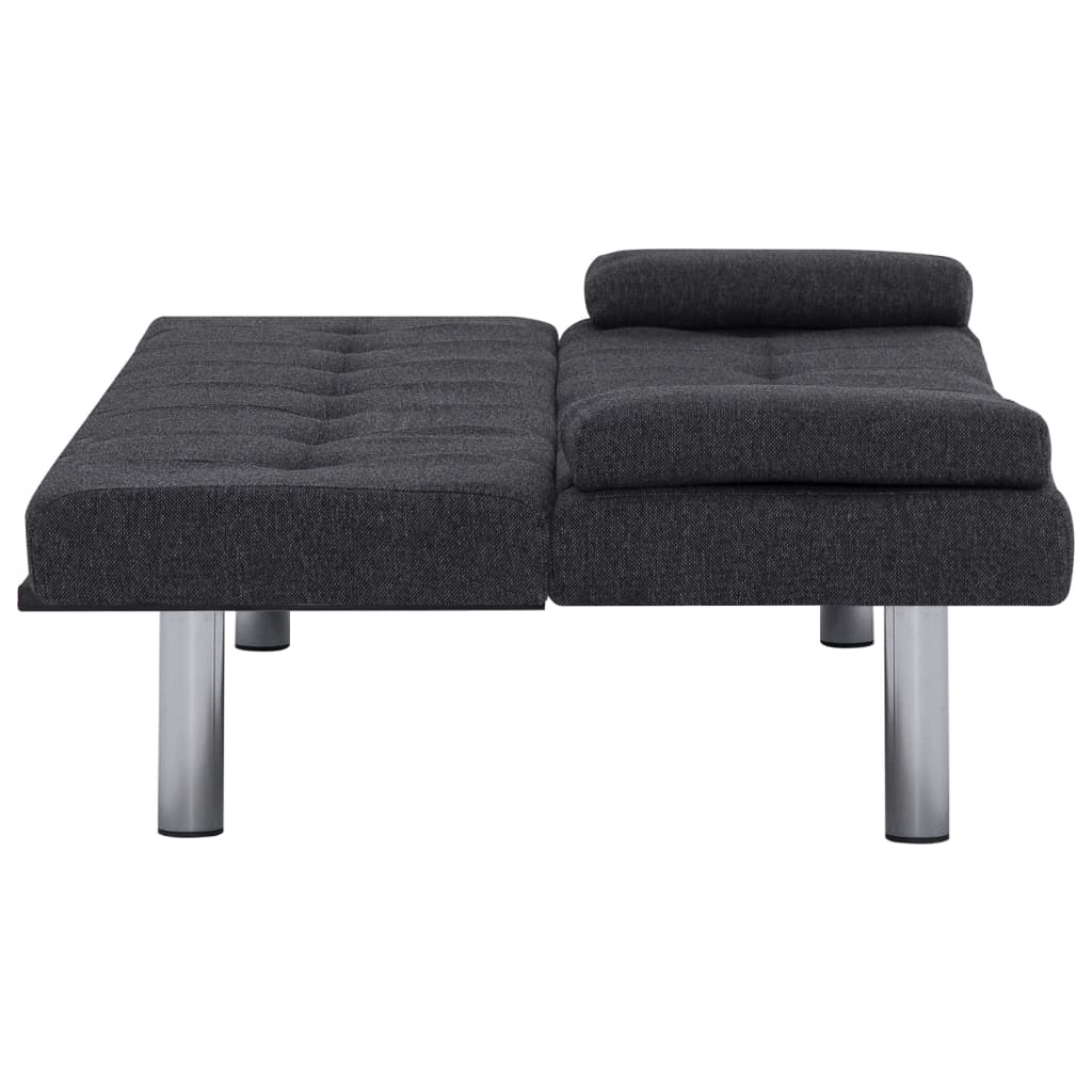 vidaXL Slaapbank met twee kussens polyester donkergrijs