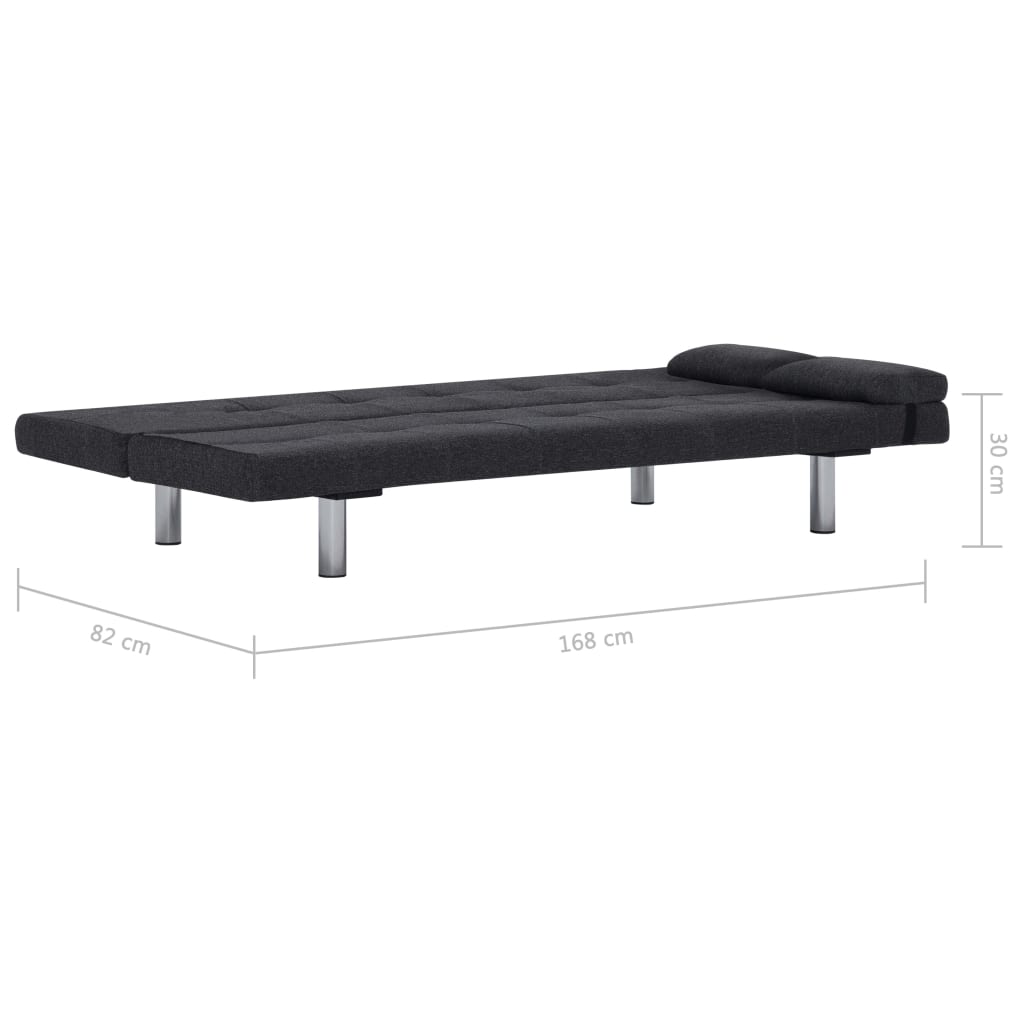 vidaXL Slaapbank met twee kussens polyester donkergrijs