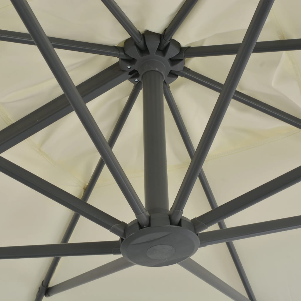 vidaXL Parasol met draagbare voet zandkleurig