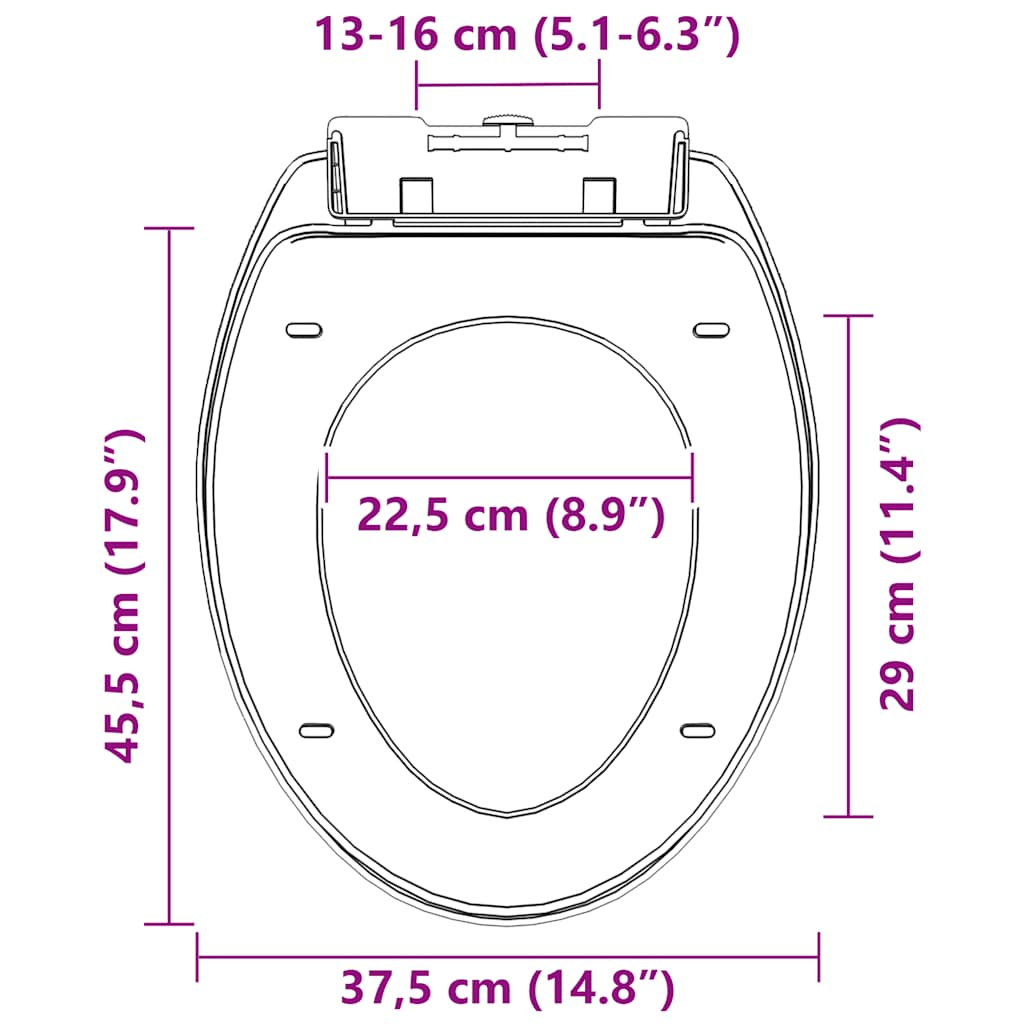 vidaXL Soft-Close Toilet Seat with Quick-Release Design Square White