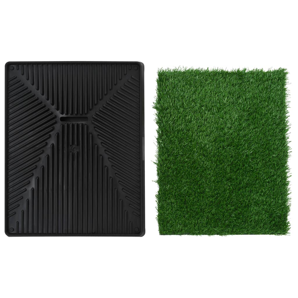 vidaXL Huisdierentoilet met bak en kunstgras 63x50x7 cm groen