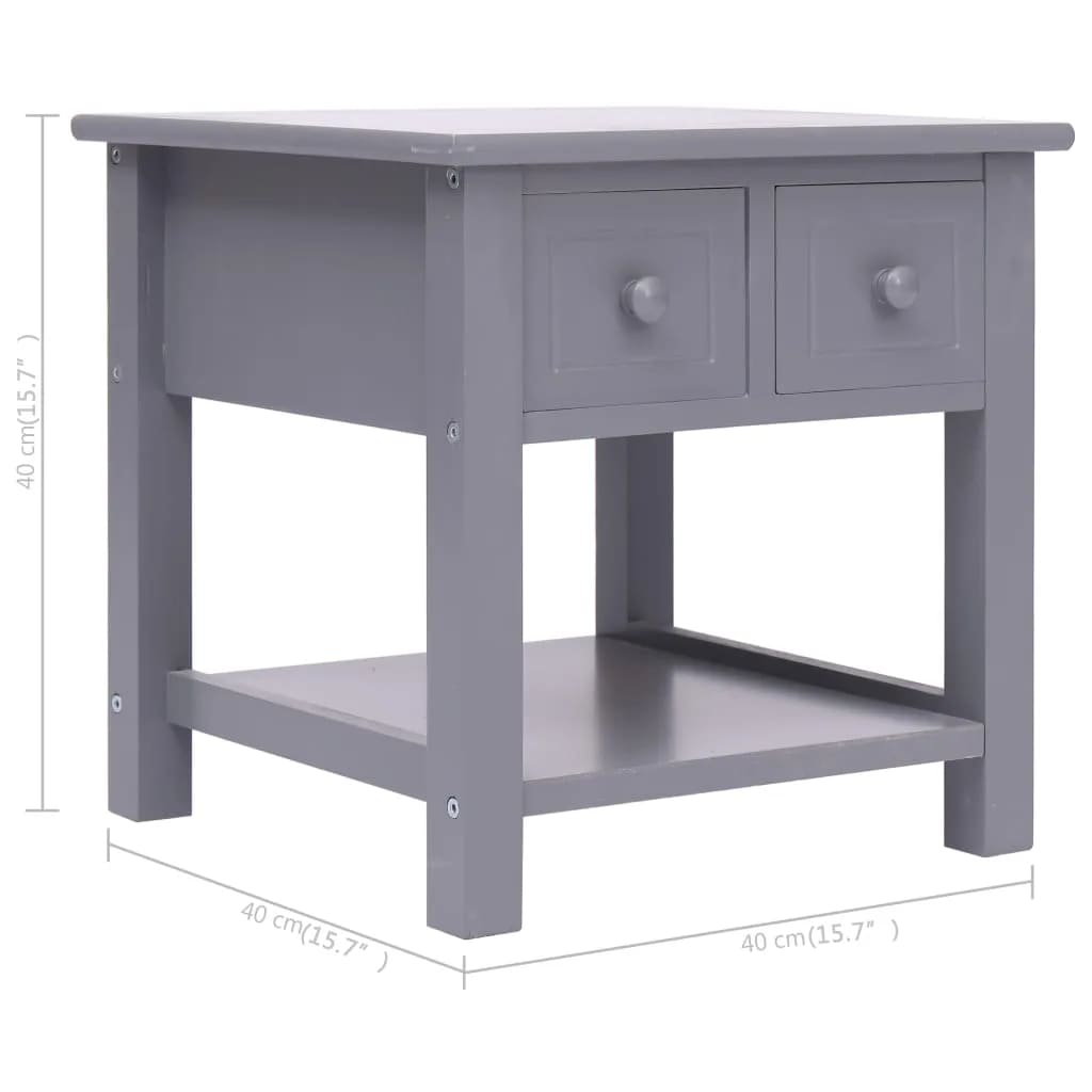 vidaXL Bijzettafel 40x40x40 cm paulowniahout grijs