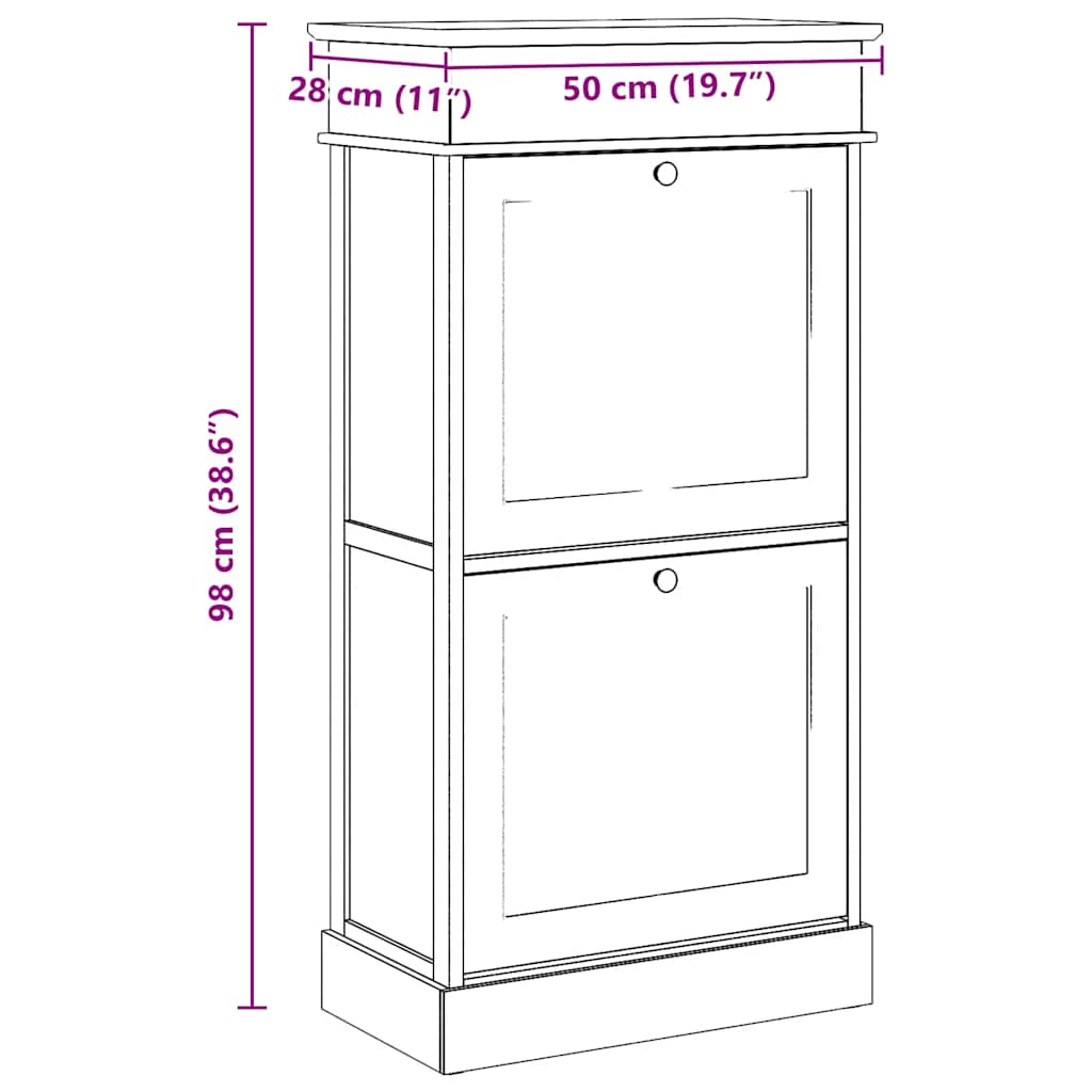 vidaXL Schoenenkast 50x28x98 cm paulowniahout grijs