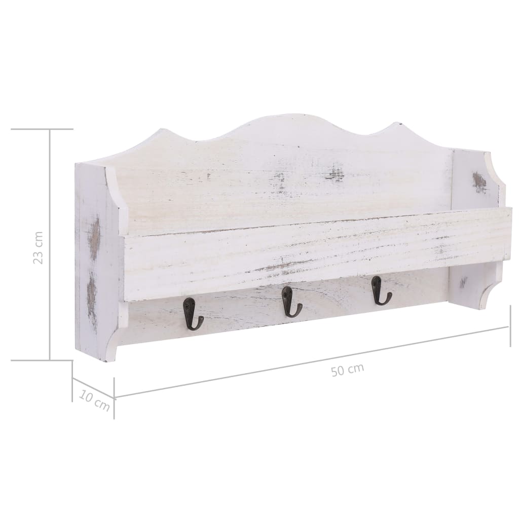 vidaXL Wandkapstok 50x10x23 cm hout wit