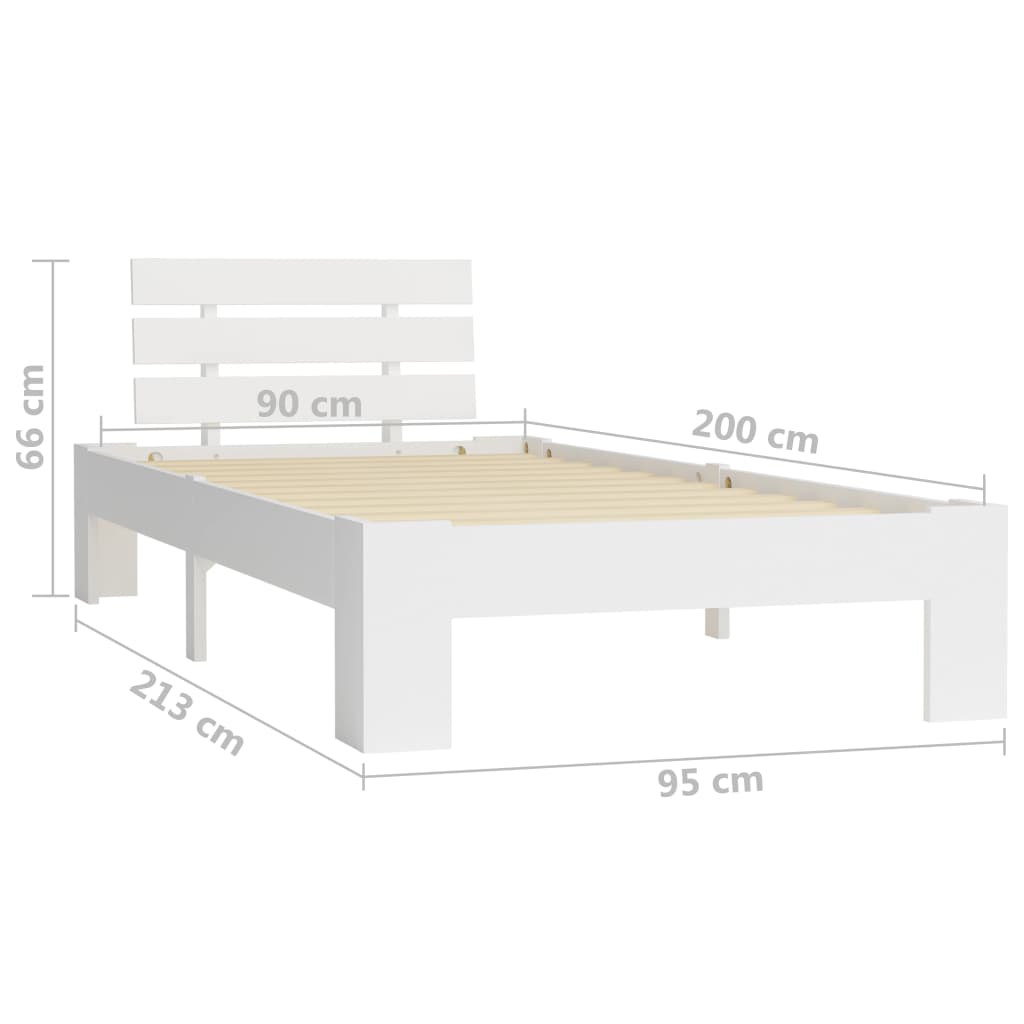 vidaXL Bed Frame Solid Pine Wood White 90x200 cm