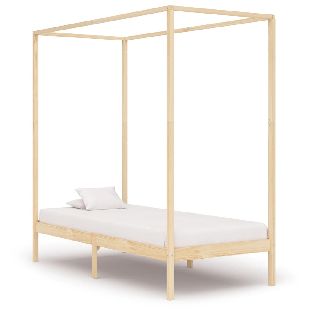 vidaXL Solid Pine Wood Four-Poster Bed Frame 100x200 cm