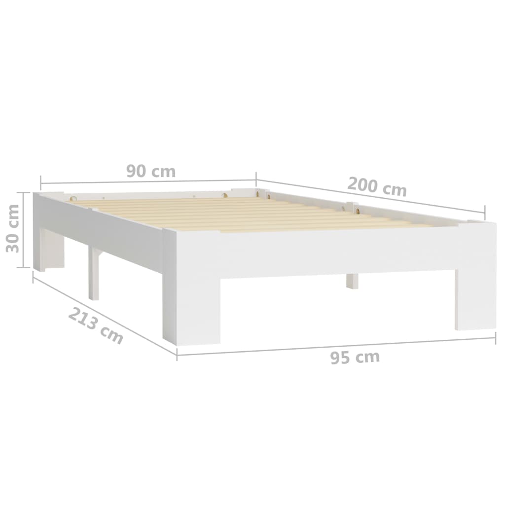 vidaXL Bed Frame Solid Pine Wood White 90x200 cm