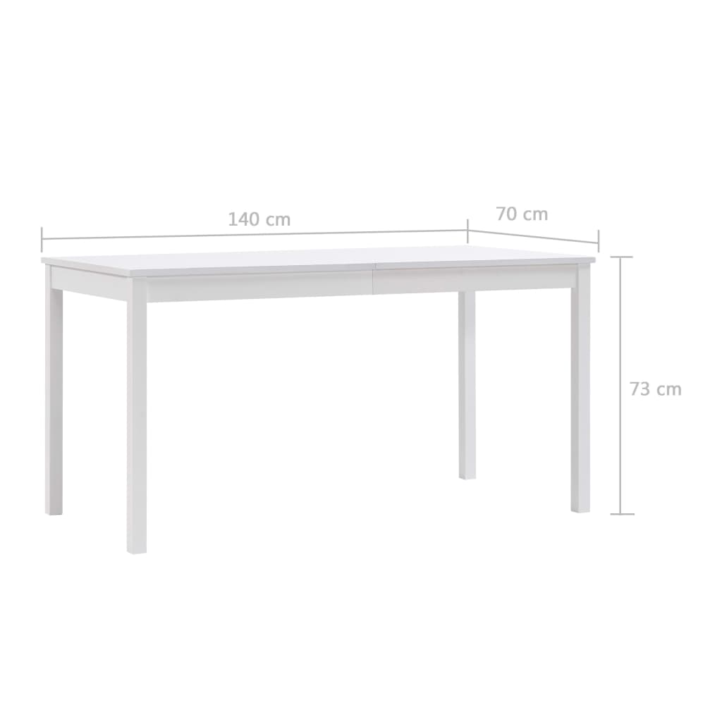 vidaXL Eettafel 140x70x73 cm grenenhout wit