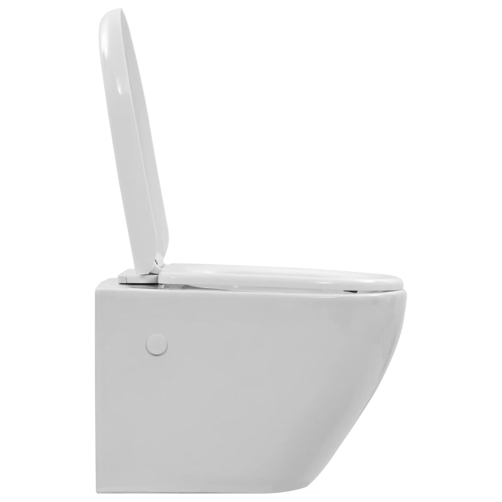 vidaXL Wall-hung rimless toilet ceramic white