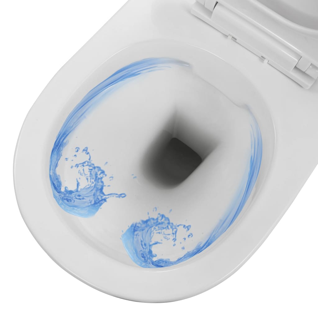 vidaXL Wall-hung rimless toilet ceramic white