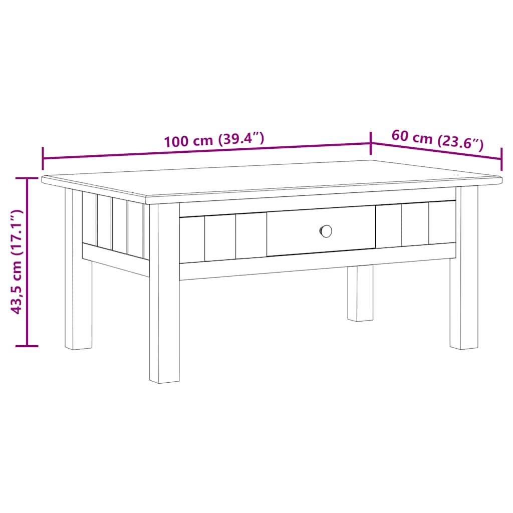 vidaXL Salontafel Panama Range 100x60x43,5 cm massief grenenhout