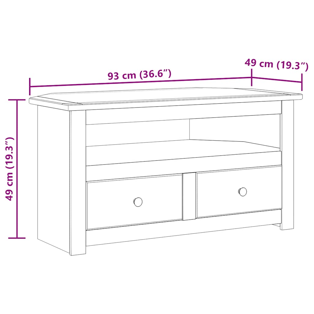 vidaXL TV Corner Cabinet Panama Range 93x49x49 cm Solid Pine Wood