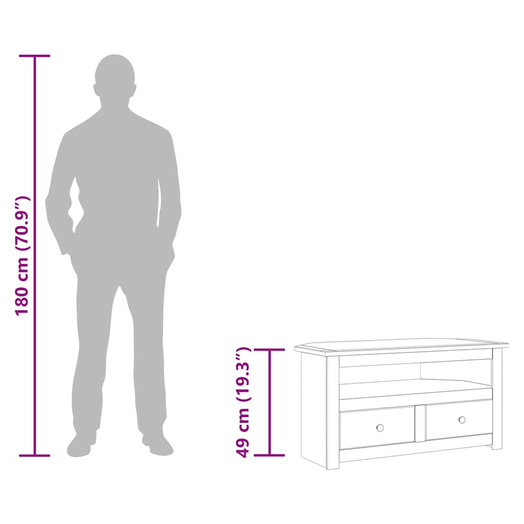 vidaXL TV Corner Cabinet Panama Range 93x49x49 cm Solid Pine Wood