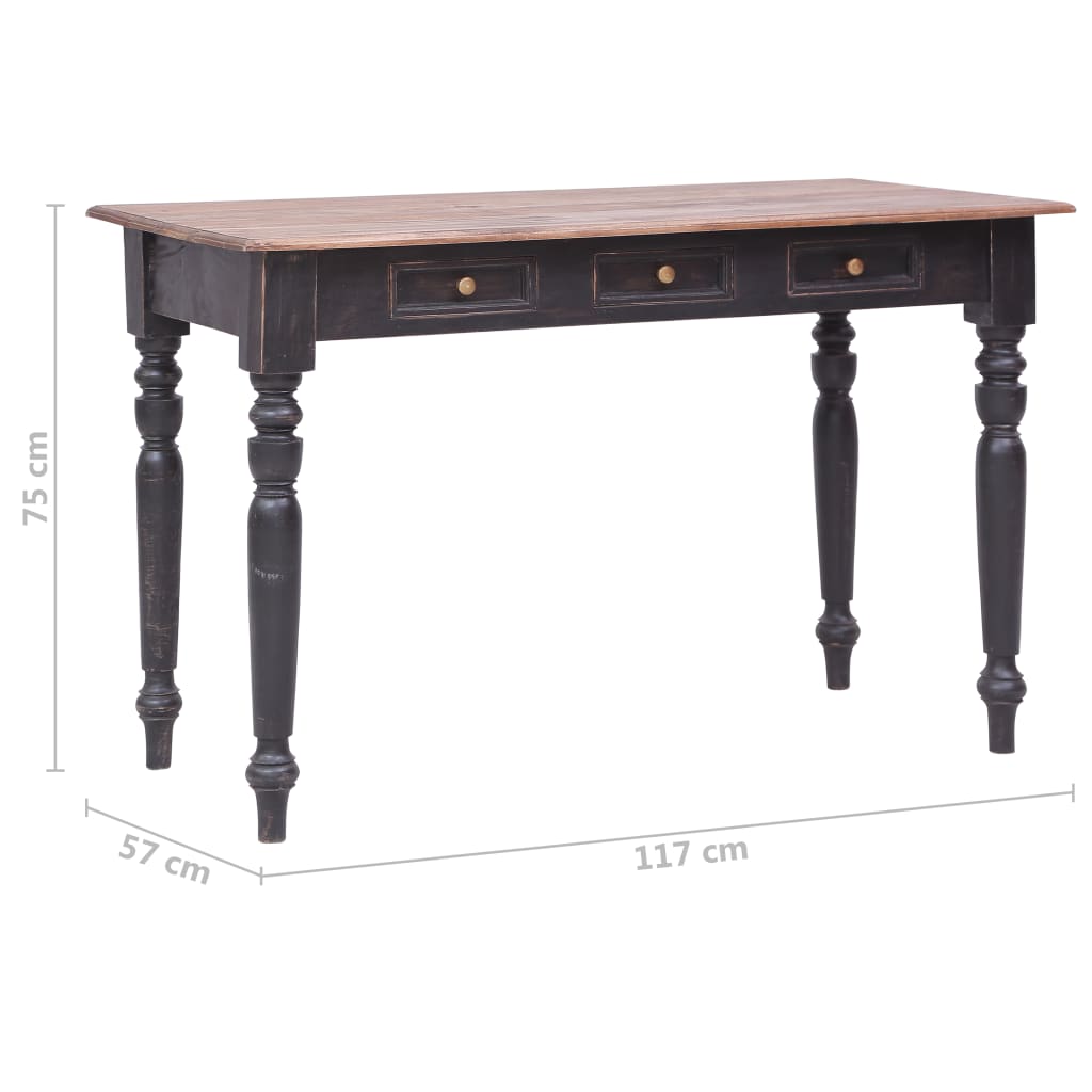 vidaXL Bureau met 3 lades 117x57x75 cm massief mahoniehout