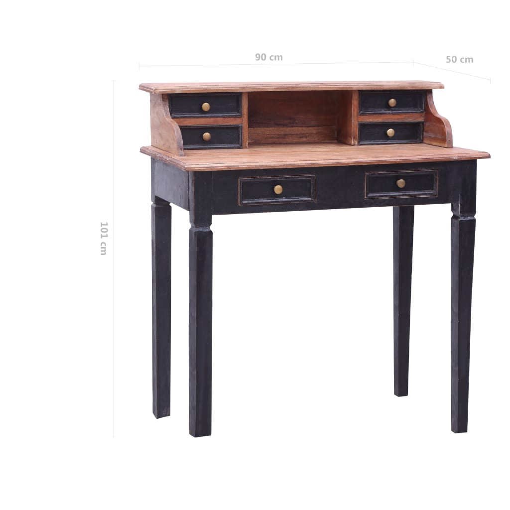 vidaXL Schrijftafel met lades 90x50x101 cm massief mahoniehout