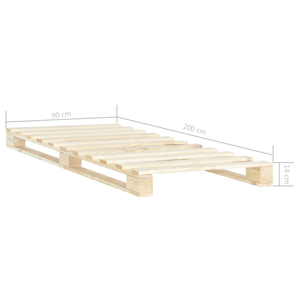 vidaXL Pine Wood Pallet Bed Frame 90x200 cm