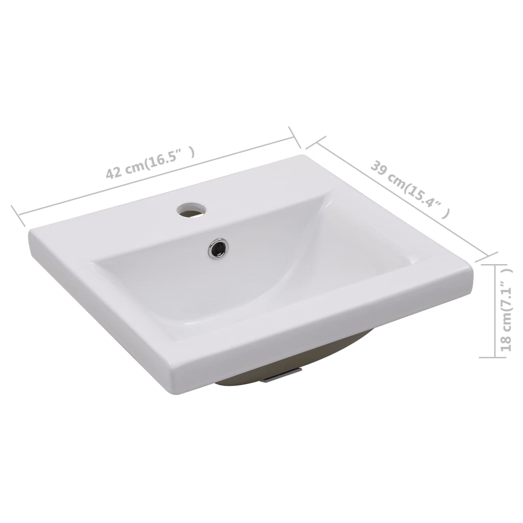 vidaXL Ceramic Built-in Basin 42x39x18 cm White