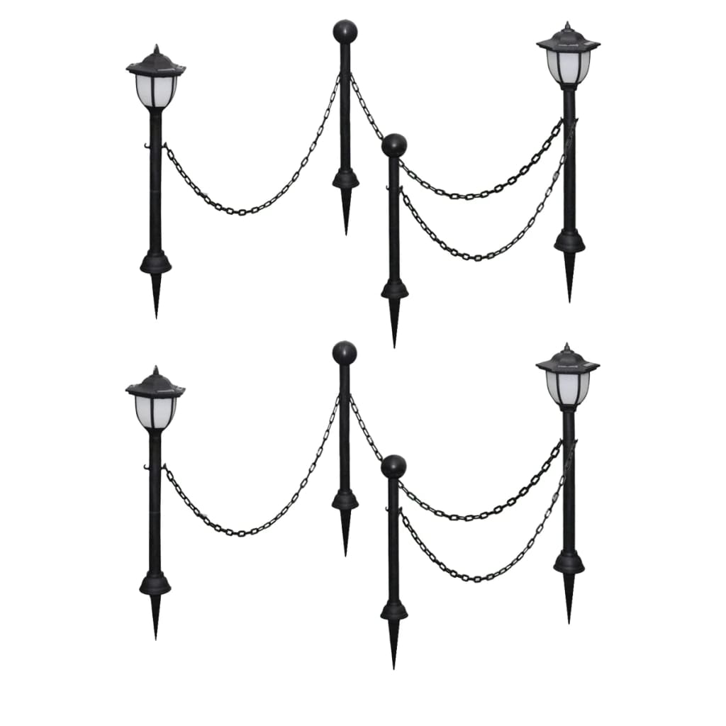 vidaXL Solar Lights 4 pcs with Fence and Poles