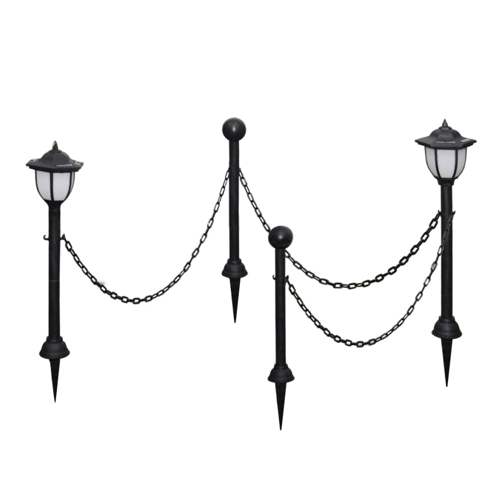 vidaXL Solar Lights 4 pcs with Fence and Poles