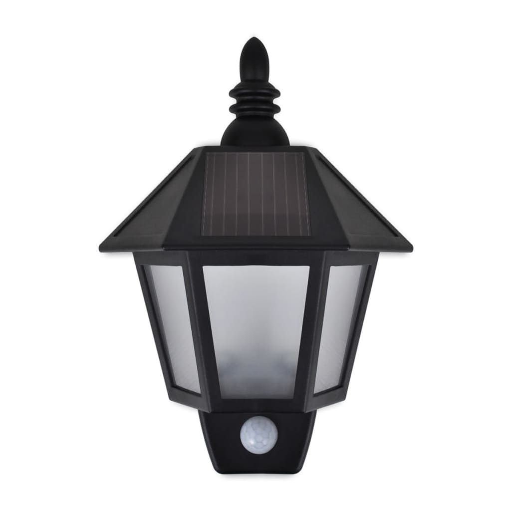 vidaXL Solar Wall Lights 2 pcs with Motion Sensor Black