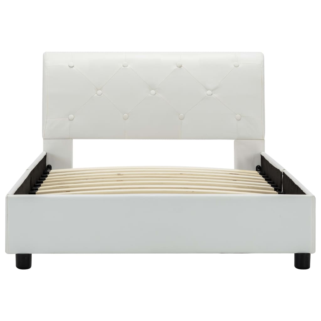 vidaXL Faux Leather Bed Frame White 90x200 cm