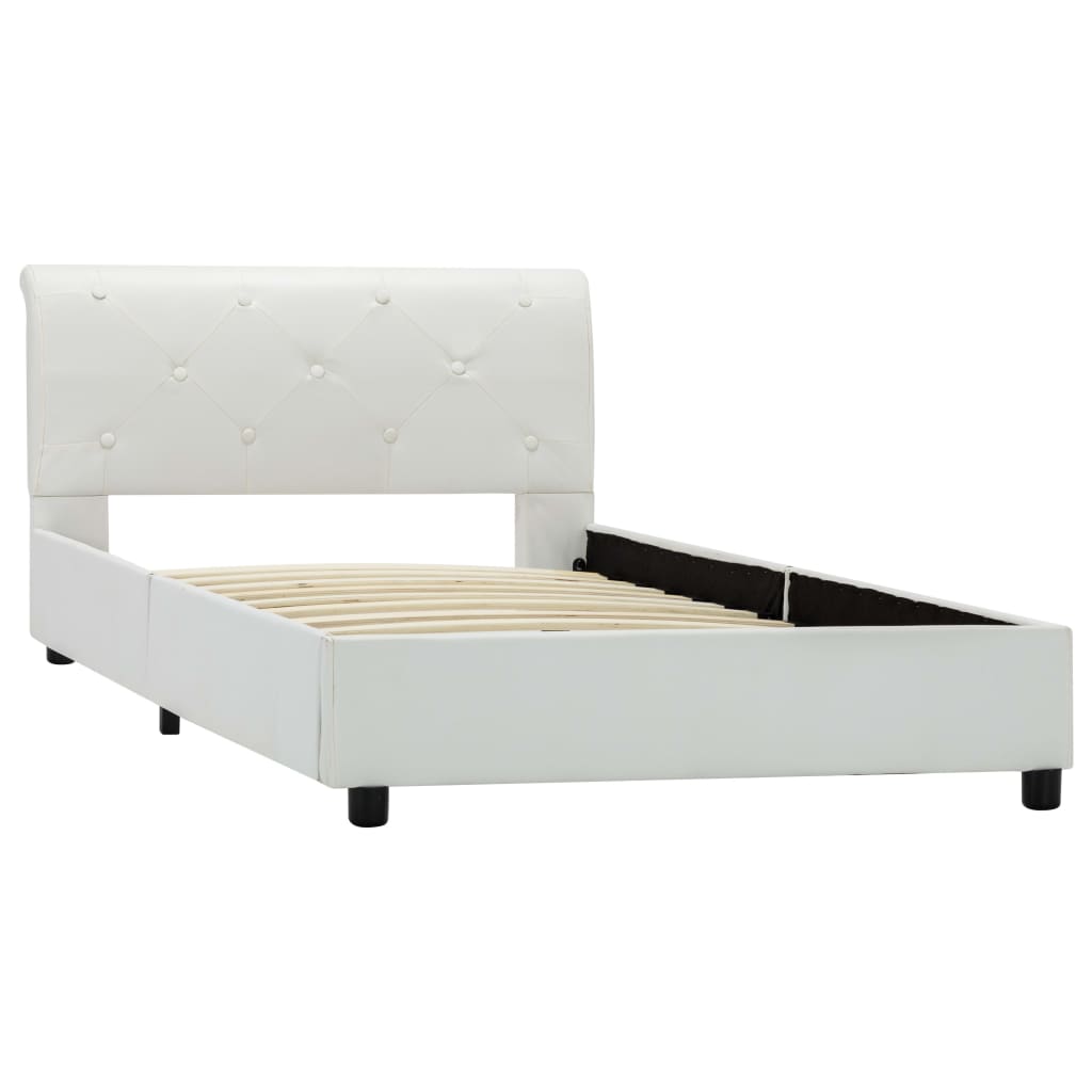 vidaXL Faux Leather Bed Frame White 90x200 cm
