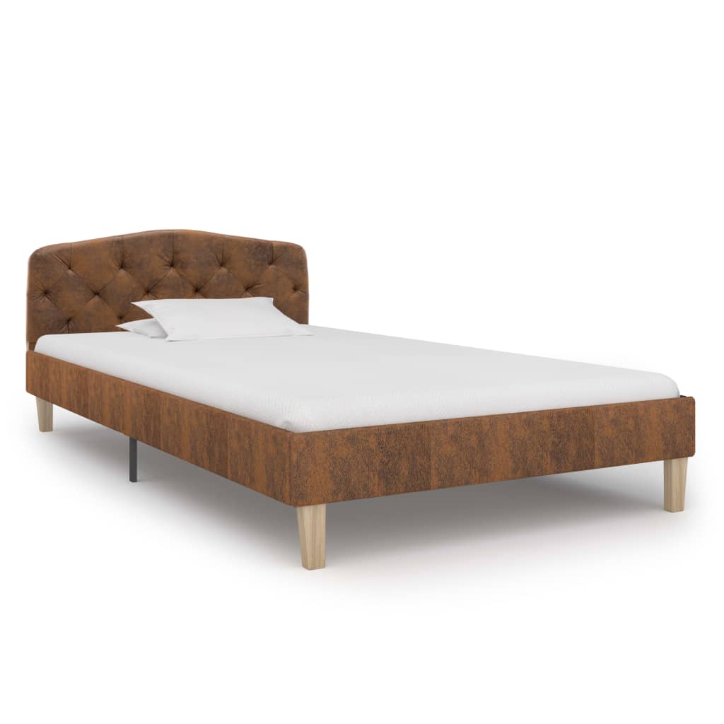 vidaXL Bed Frame Faux Suede Brown 90x200 cm