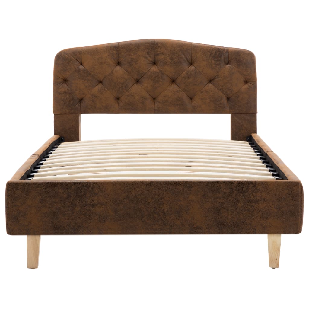 vidaXL Bed Frame Faux Suede Brown 90x200 cm