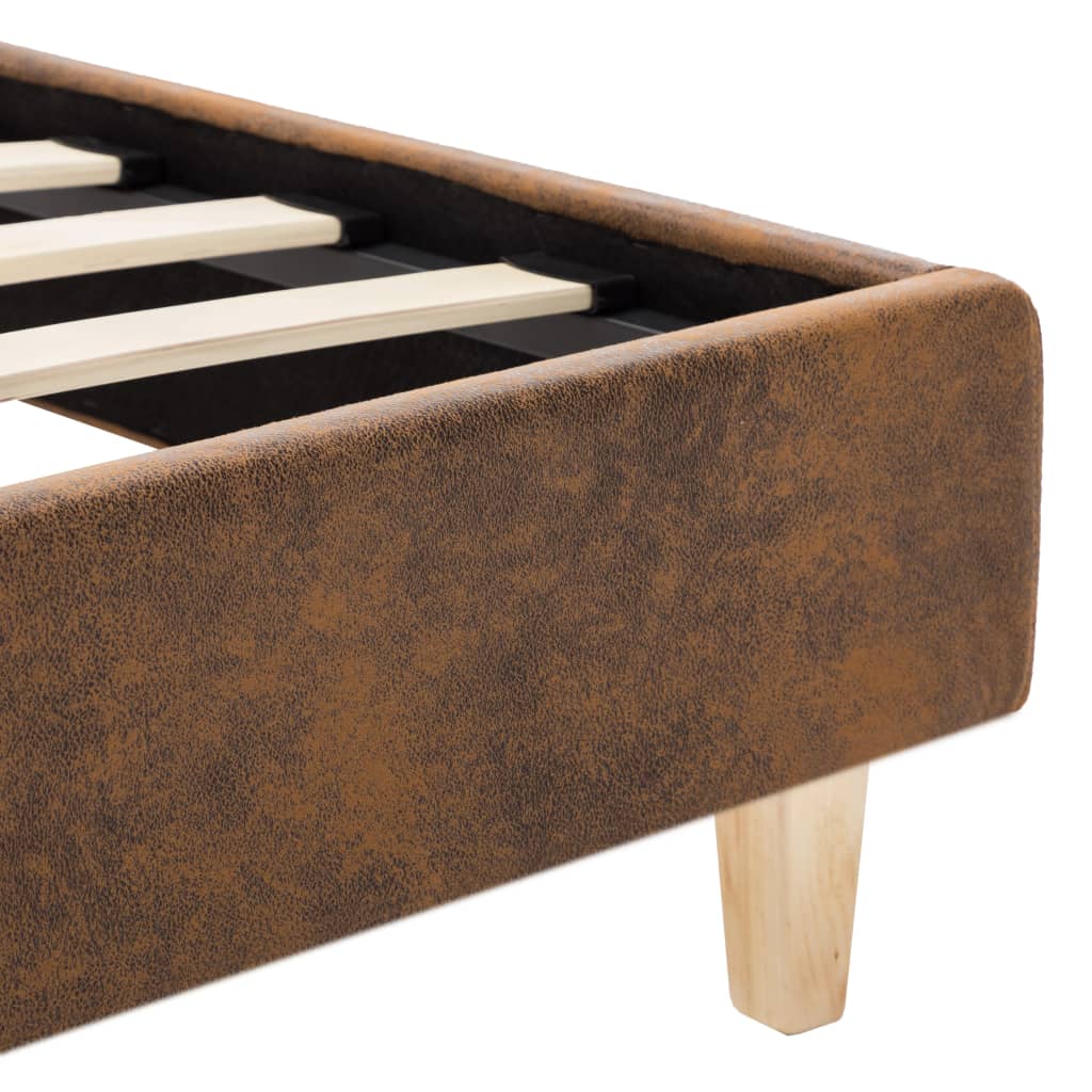 vidaXL Bed Frame Faux Suede Brown 90x200 cm