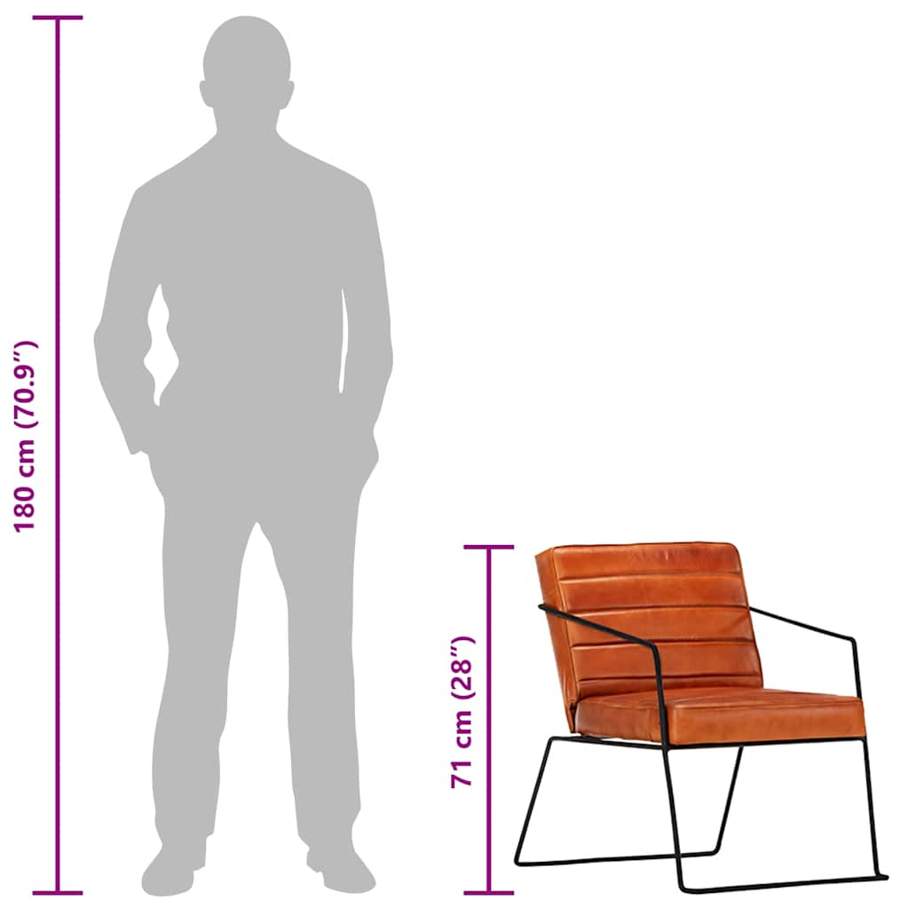 vidaXL Fauteuil echt leer tan