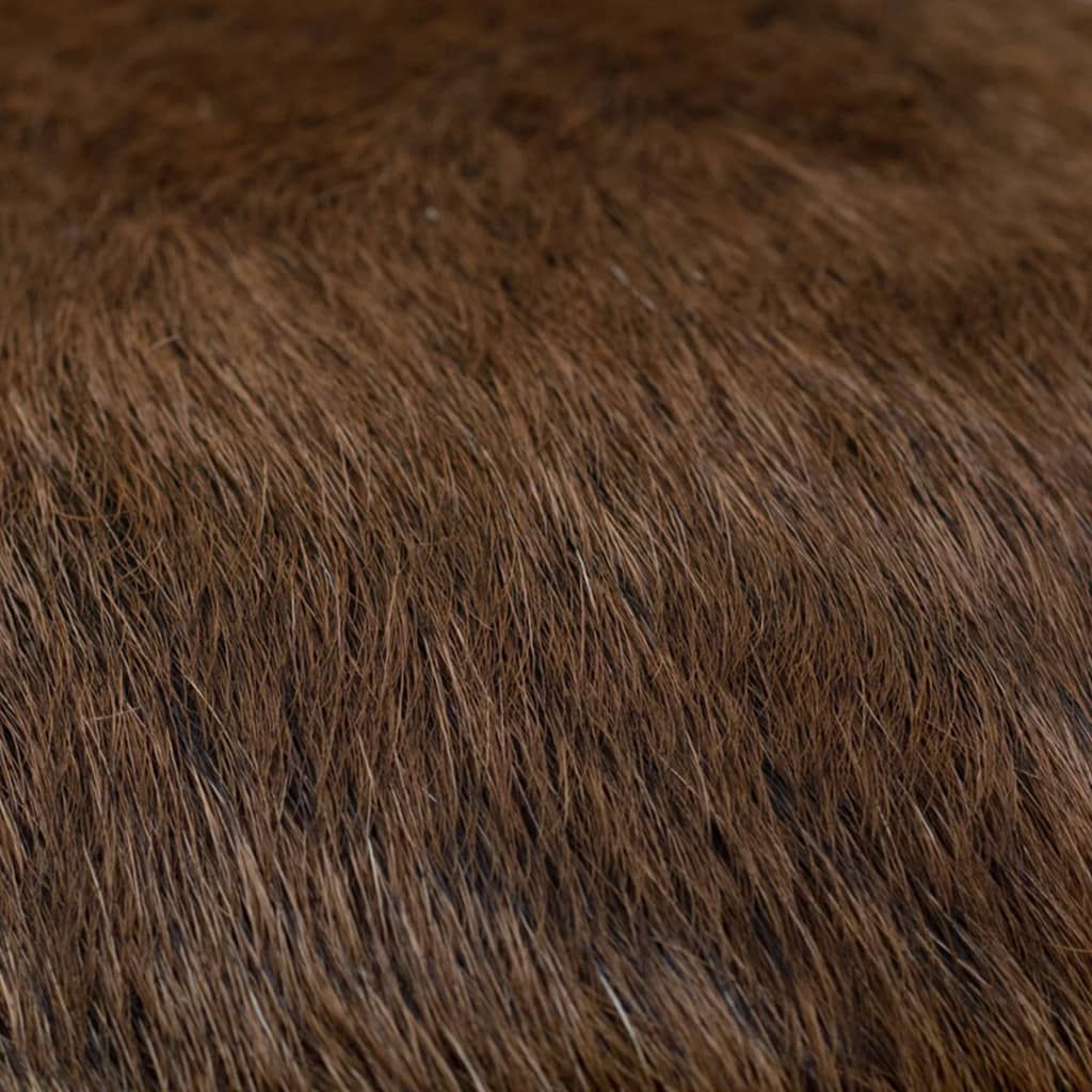 vidaXL Goat Leather and Solid Teak Stool