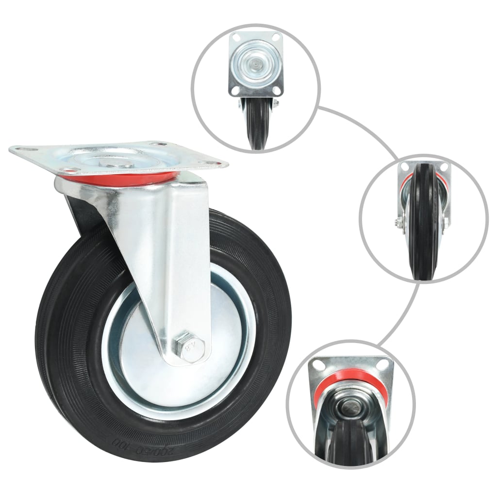 vidaXL Swivel Casters 4 pcs 200 mm