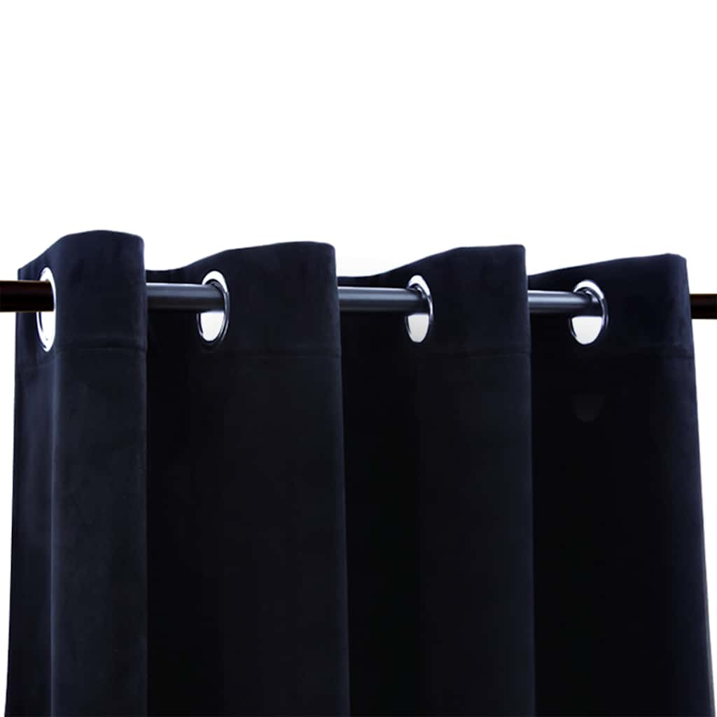 vidaXL Gordijn verduisterend met ringen 2 st 140x175 cm fluweel zwart