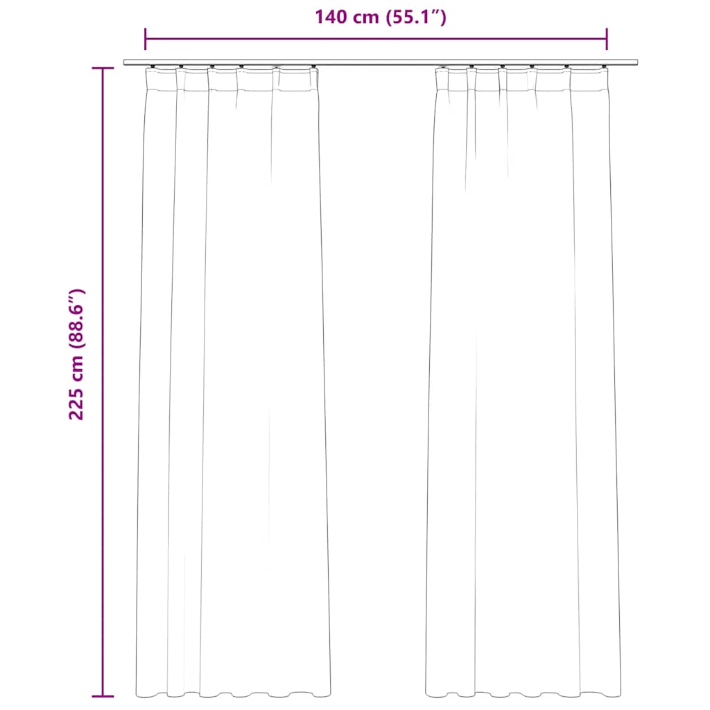 vidaXL Blackout Curtains 2 pcs with Hooks 140x175 cm Velvet Black