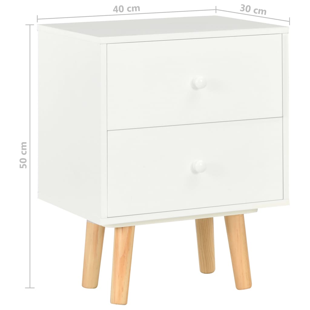 vidaXL Nachtkastjes 2 st 40x30x50 cm massief grenenhout wit