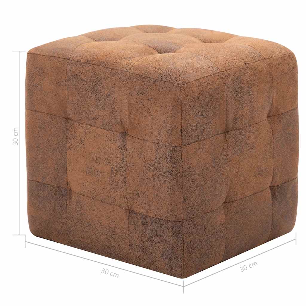 vidaXL Poef 2 st 30x30x30 cm kunstsuède brun