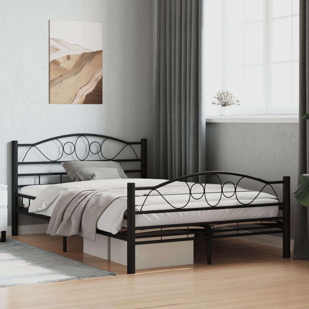 vidaXL Bed Frame Steel Black 120x200 cm