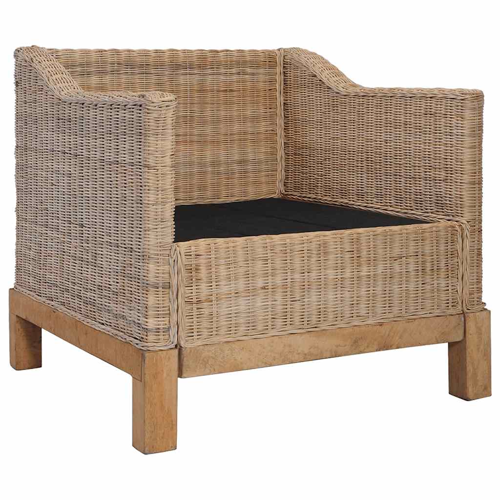 vidaXL 2-Piece Sofa Set with Cushions Natural Rattan