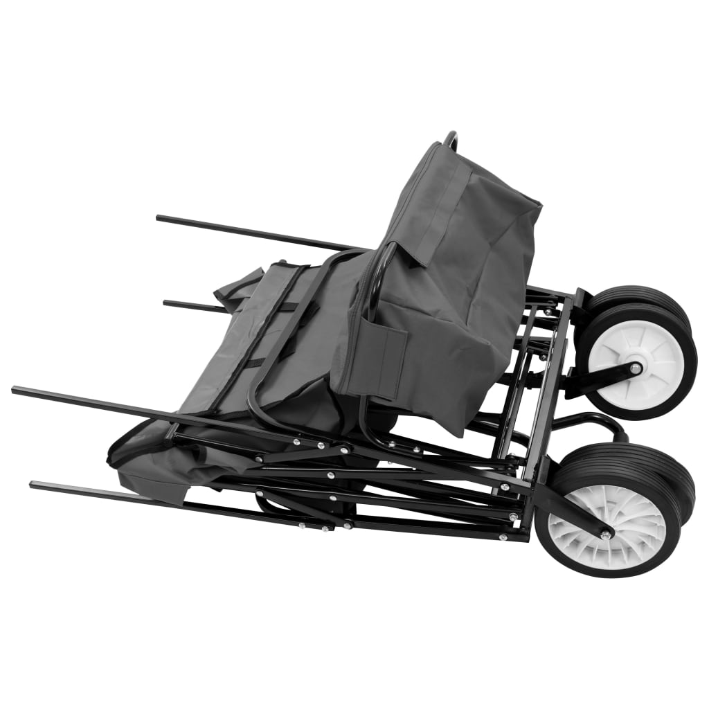 vidaXL Folding Hand Cart with Canopy Steel Grey