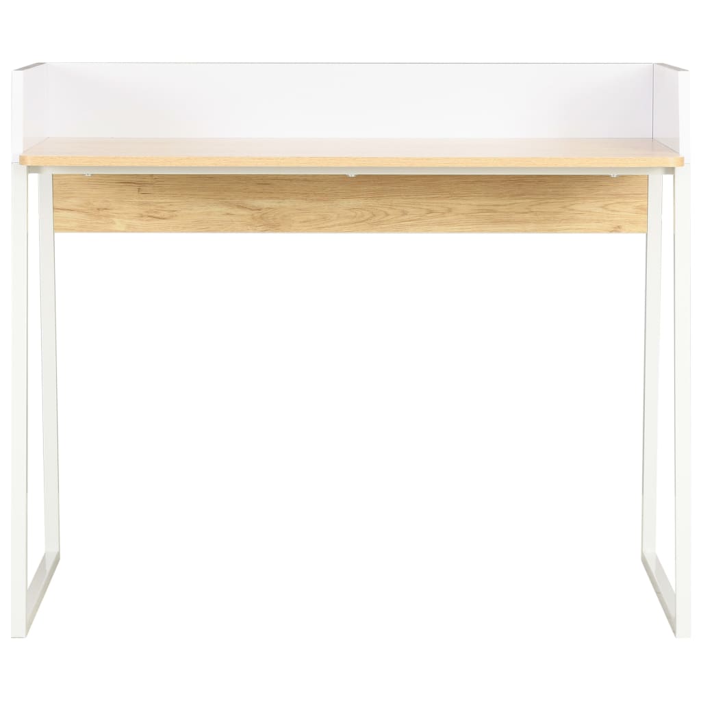 vidaXL Bureau 90x60x88 cm wit en eikenkleurig