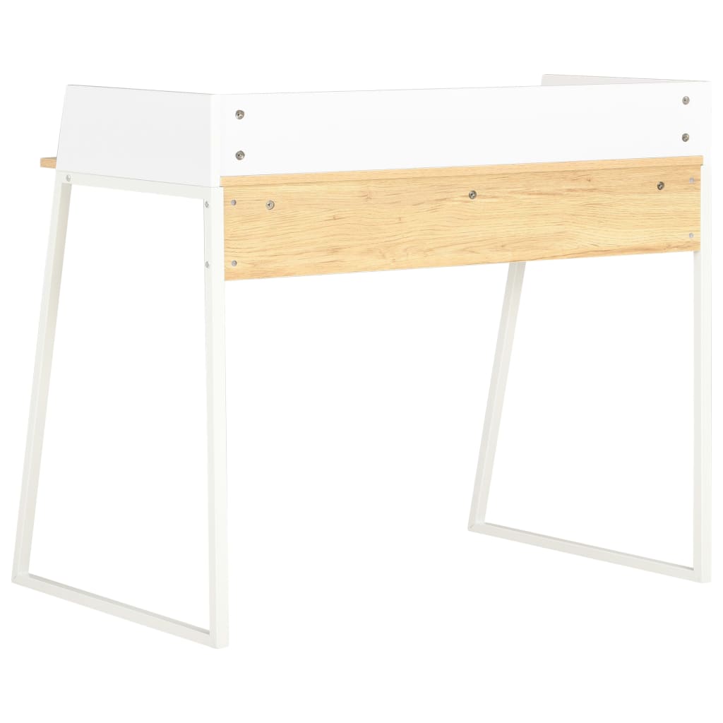 vidaXL Bureau 90x60x88 cm wit en eikenkleurig