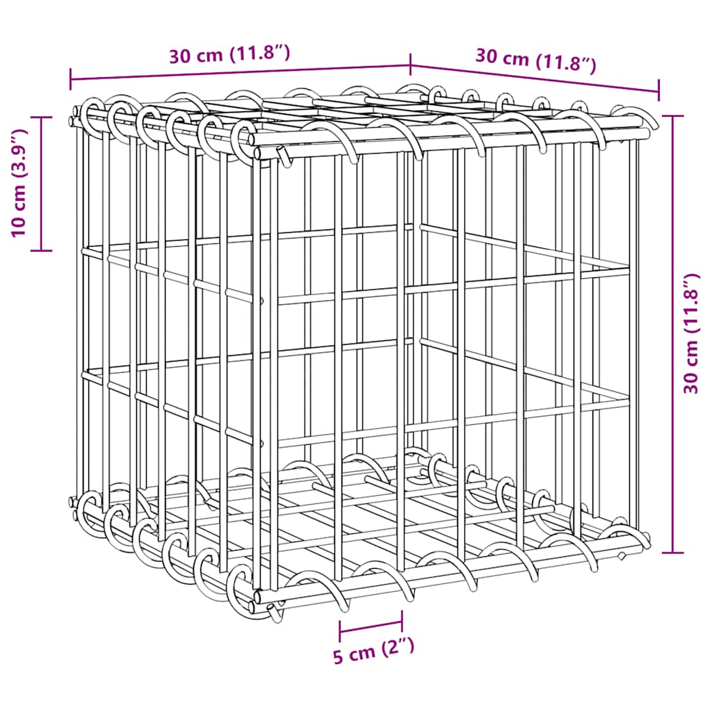 vidaXL Gabion plantenbak verhoogd kubus 30x30x30 cm staaldraad