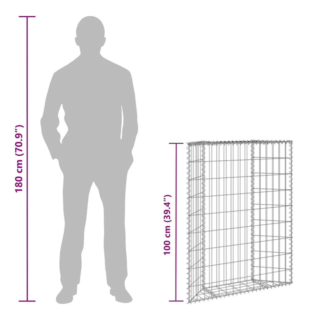 vidaXL Gabion Planter Trapezoid 80x20x100 cm Galvanized Steel
